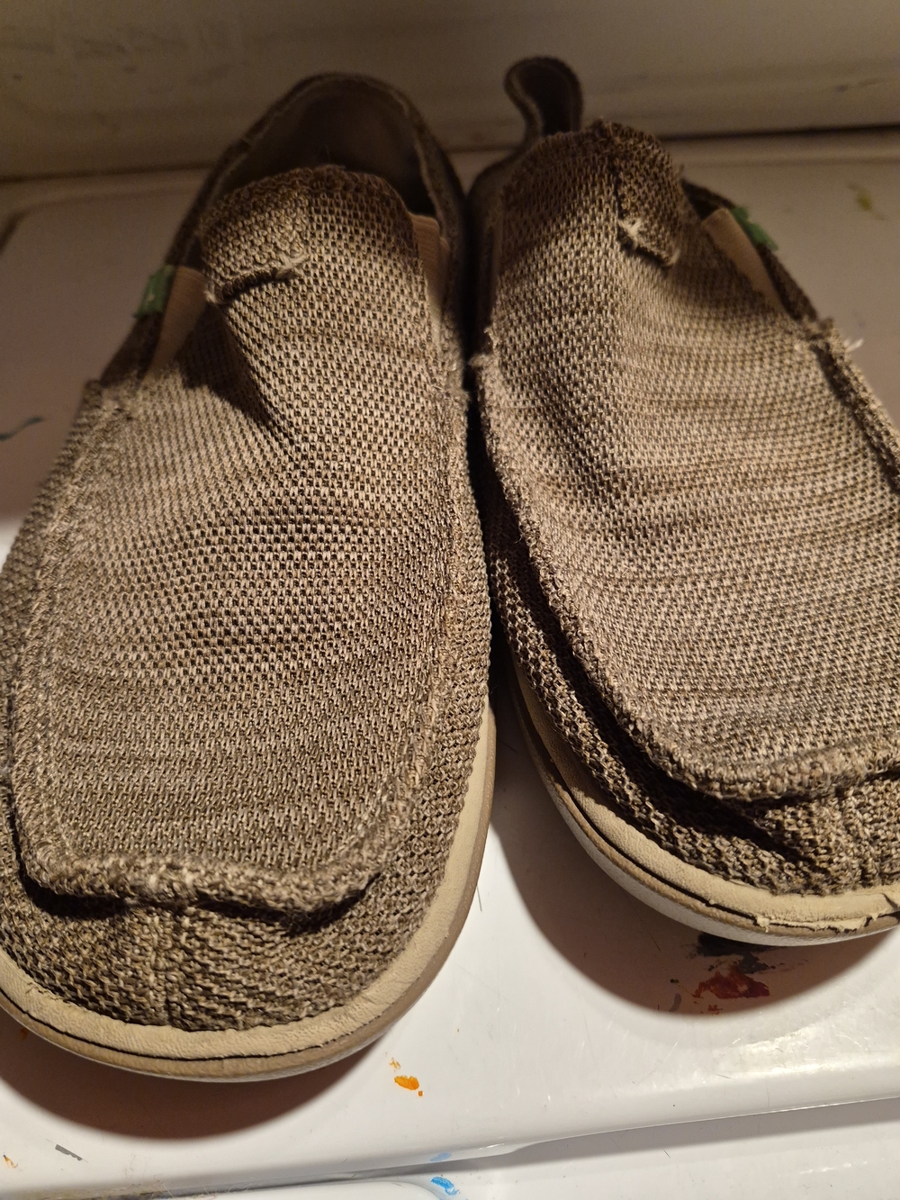 Sanuk Men's Tan Woven Slip-On Loafers